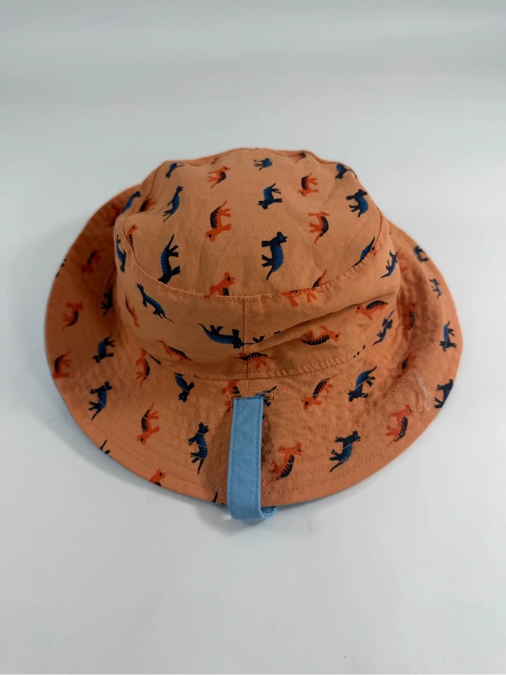 Patagonia Kids Reversible Dinosaur Sun Bucket Hat Orange Blue Outdoor